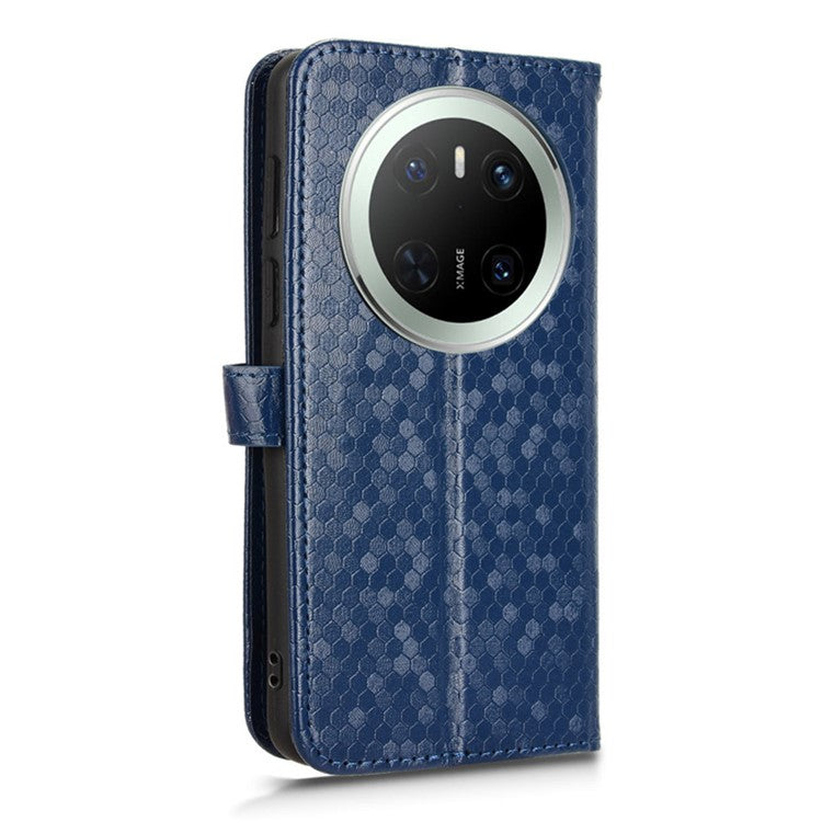 For Huawei Mate 70 Wallet Case Dot Pattern Imprint PU Leather Phone Cover - Dark Blue