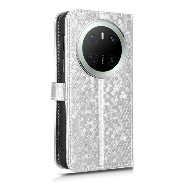 For Huawei Mate 70 Wallet Case Dot Pattern Imprint PU Leather Phone Cover - Silver