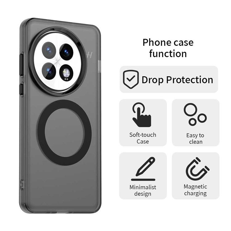 For OnePlus 13 Case Compatible with MagSafe PC+TPU+PET Anti-Drop Phone Cover - Black