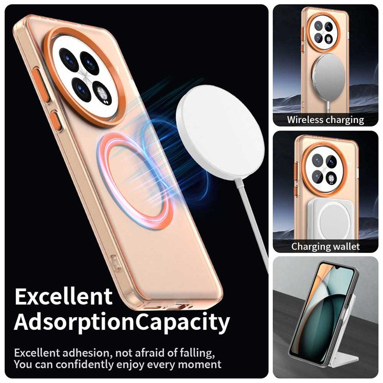For OnePlus 13 Case Compatible with MagSafe PC+TPU+PET Anti-Drop Phone Cover - Orange