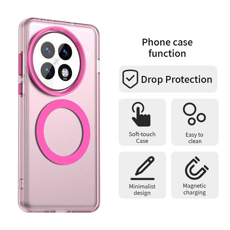 For OnePlus 13 Case Compatible with MagSafe PC+TPU+PET Anti-Drop Phone Cover - Red