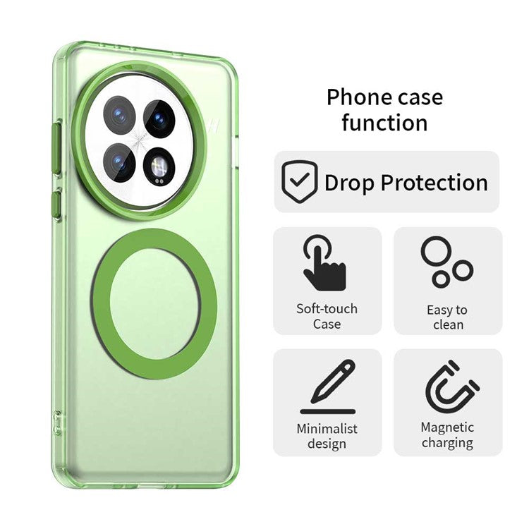 For OnePlus 13 Case Compatible with MagSafe PC+TPU+PET Anti-Drop Phone Cover - Green