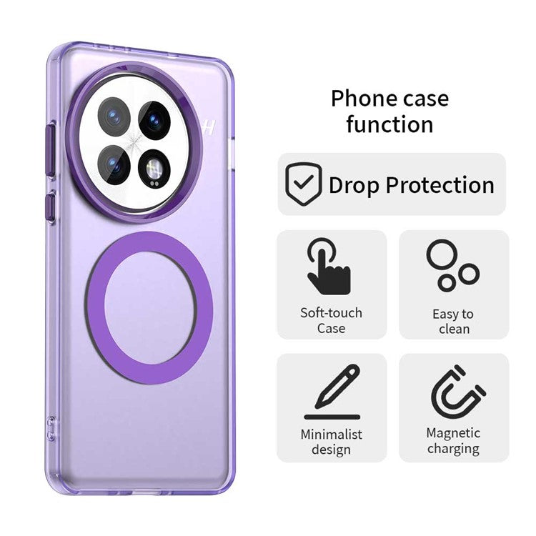 For OnePlus 13 Case Compatible with MagSafe PC+TPU+PET Anti-Drop Phone Cover - Purple