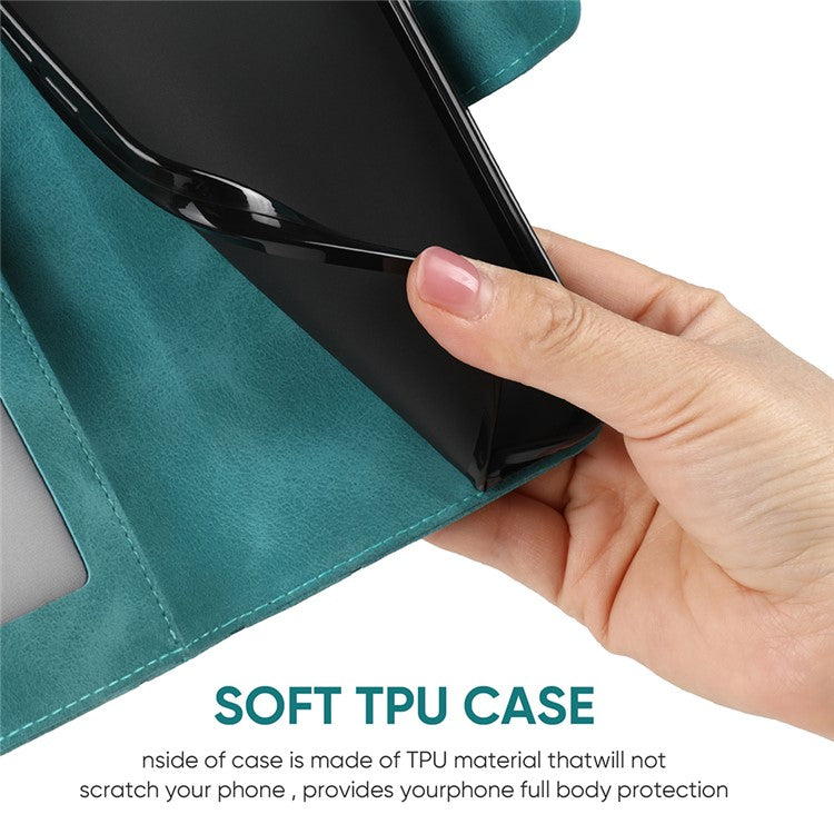For Samsung Galaxy S25+ / S24+ Stand Case Line Pattern Leather Phone Cover - Green