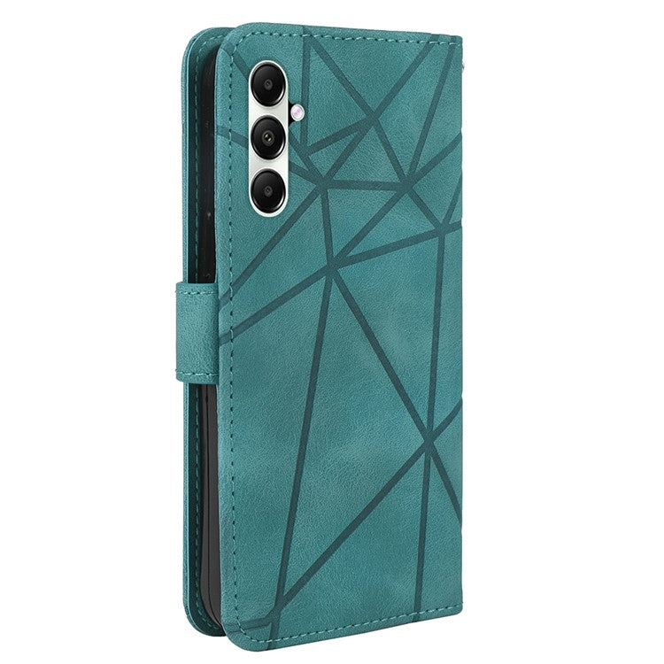 For Samsung Galaxy S25+ / S24+ Stand Case Line Pattern Leather Phone Cover - Green