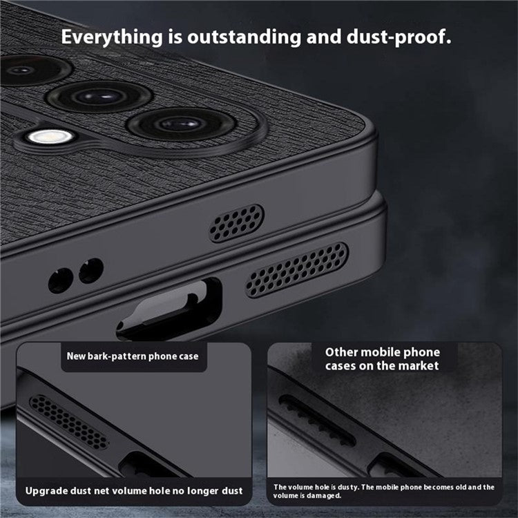 For Samsung Galaxy A36 5G Case Wood Texture PU Leather Coated PC+TPU Phone Cover - Brown