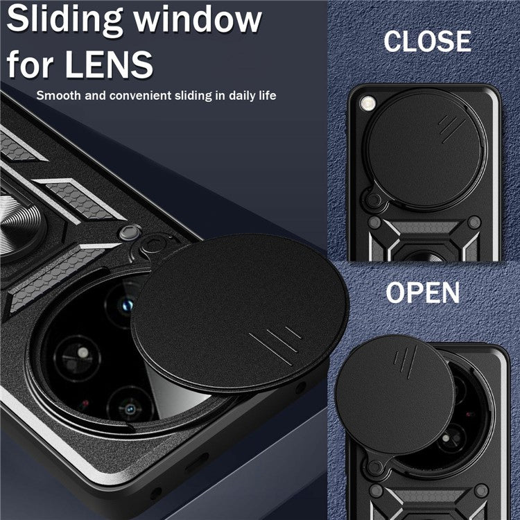 For Infinix Zero 40 4G Case with Slide Camera Lid PC+TPU Kickstand Phone Cover - Blue