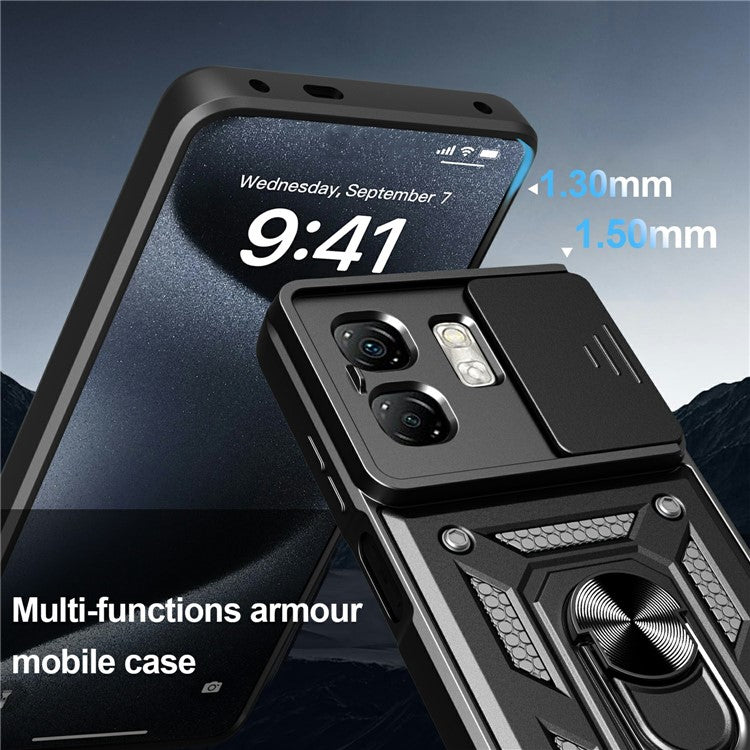 For Infinix Hot 50i 4G / Smart 9 4G Case with Slide Camera Lid PC+TPU Kickstand Phone Cover - Blue