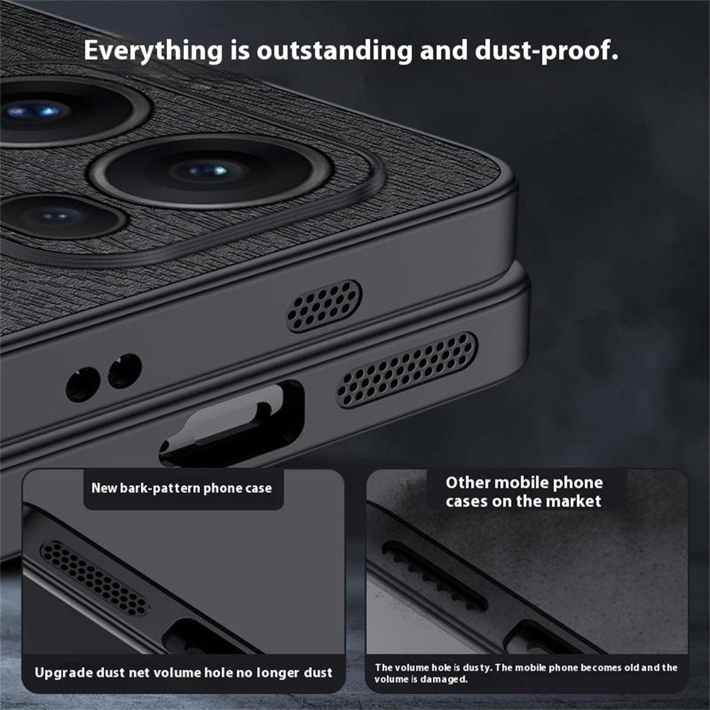 For Oppo Reno13 Pro 5G Case Wood Texture PU Leather Coated PC+TPU Phone Cover - Grey