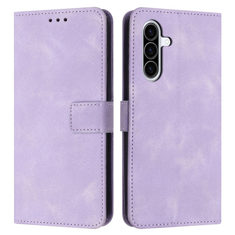 For Samsung Galaxy A26 5G Leather Case Solid Color Wallet Protective Phone Cover - Purple