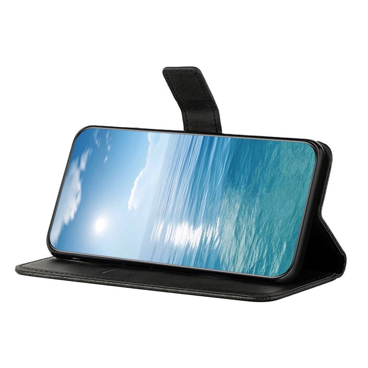 For Samsung Galaxy A56 5G / A36 5G Leather Case Line Pattern Wallet Phone Cover - Black