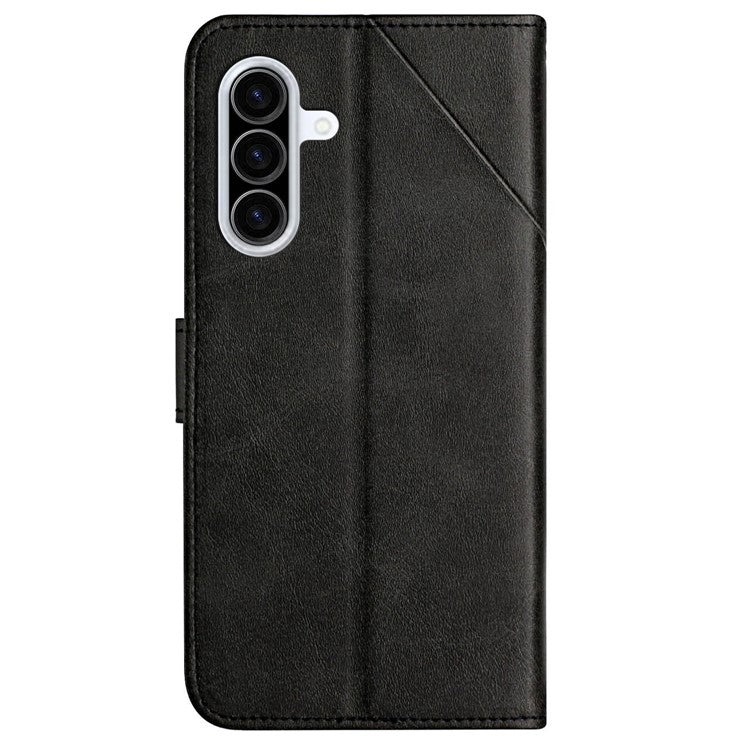 For Samsung Galaxy A56 5G / A36 5G Leather Case Line Pattern Wallet Phone Cover - Black