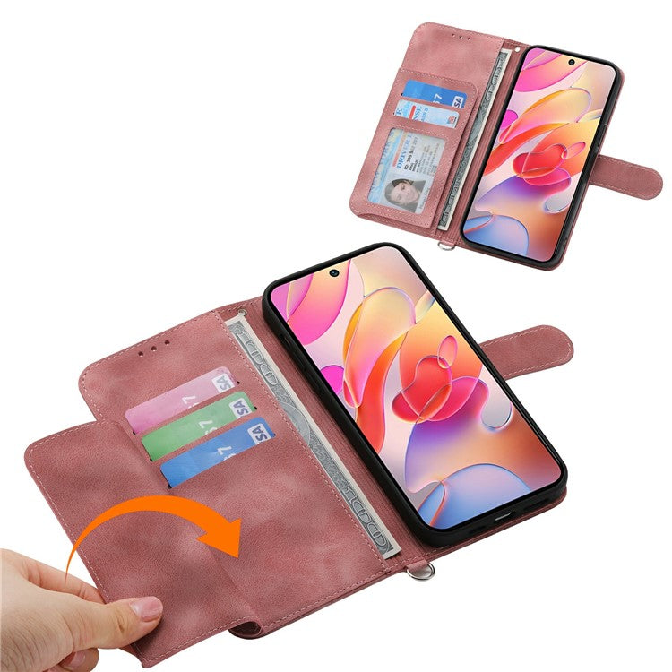 For Samsung Galaxy A56 5G Case Flower Pattern PU Leather Wallet Phone Cover with Strap - Pink