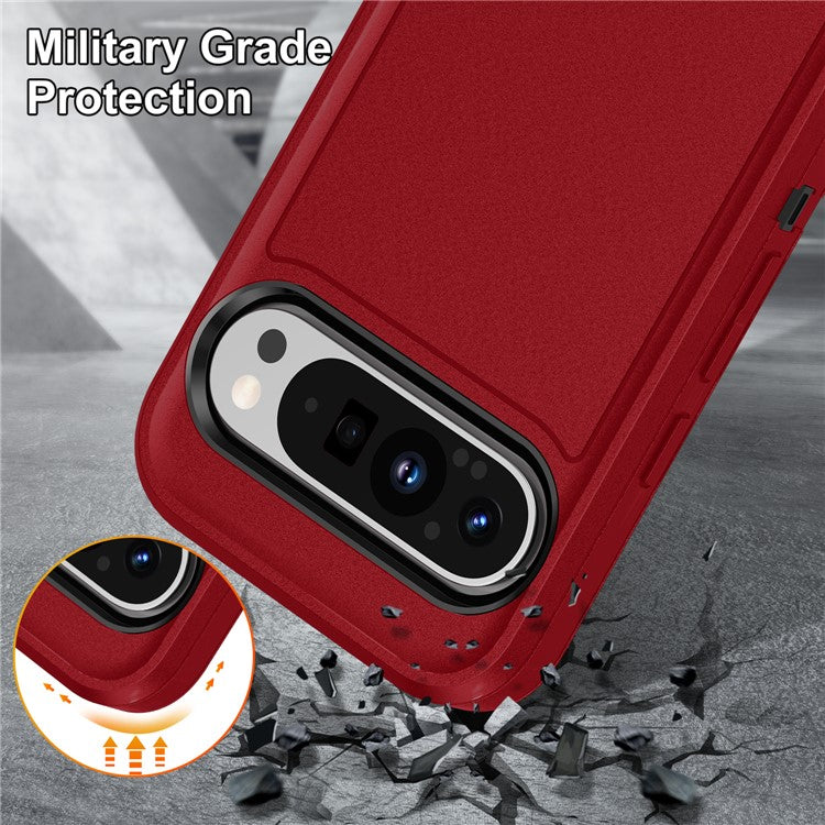 For Google Pixel 9 Pro XL Case Kickstand Phone Cover PC+Silicone+EVA 3-in-1 Design - Red+Black