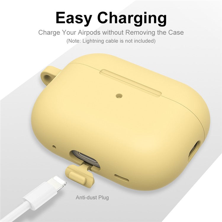 ENKAY HAT PRINCE For Apple AirPods Pro 2 Bluetooth Earphone Thickened Silicone Case Drop-proof Earbud Cover with Hook - Yellow