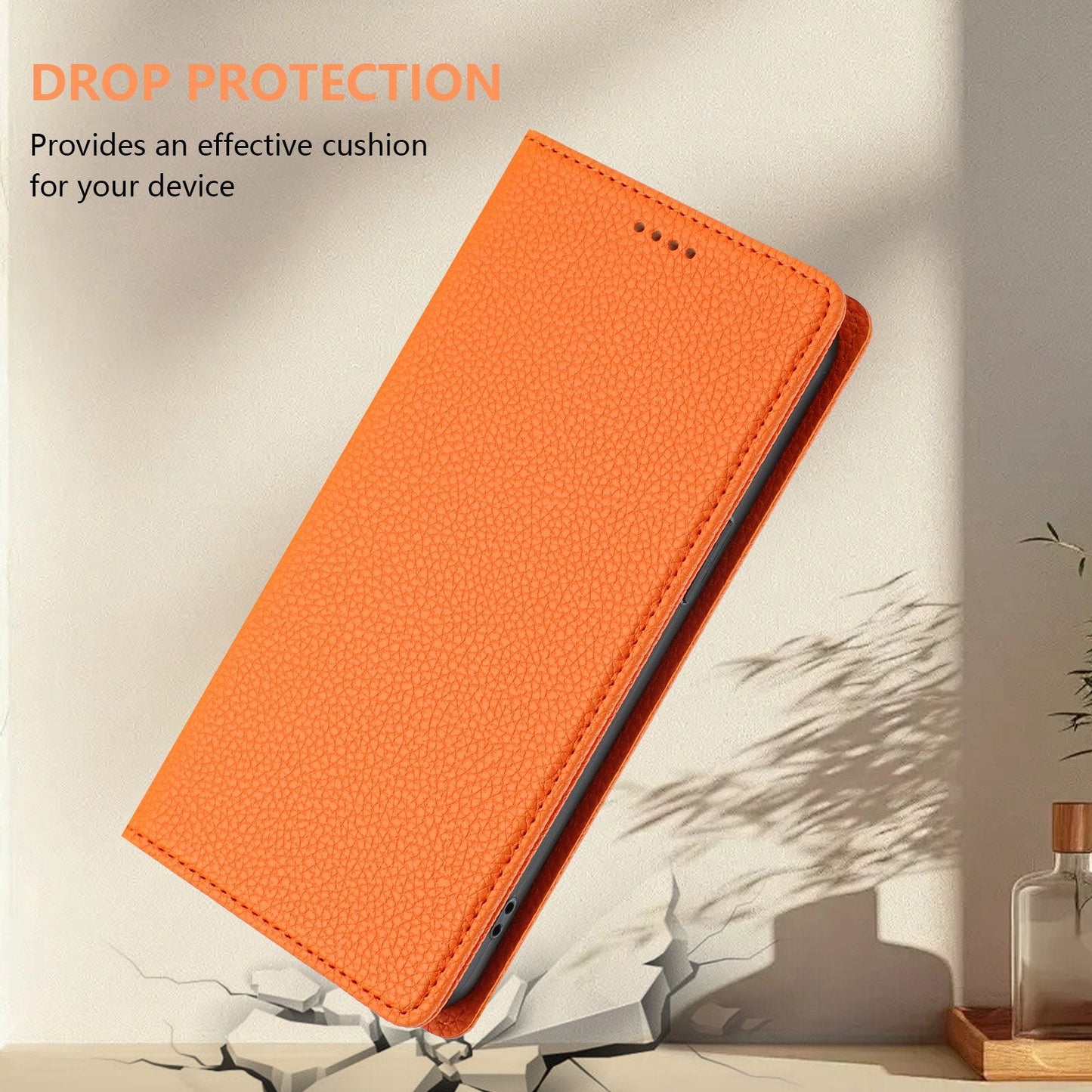 For Google Pixel 9a Wallet Case RFID Blocking Litchi Texture Leather Mobile Cover - Orange