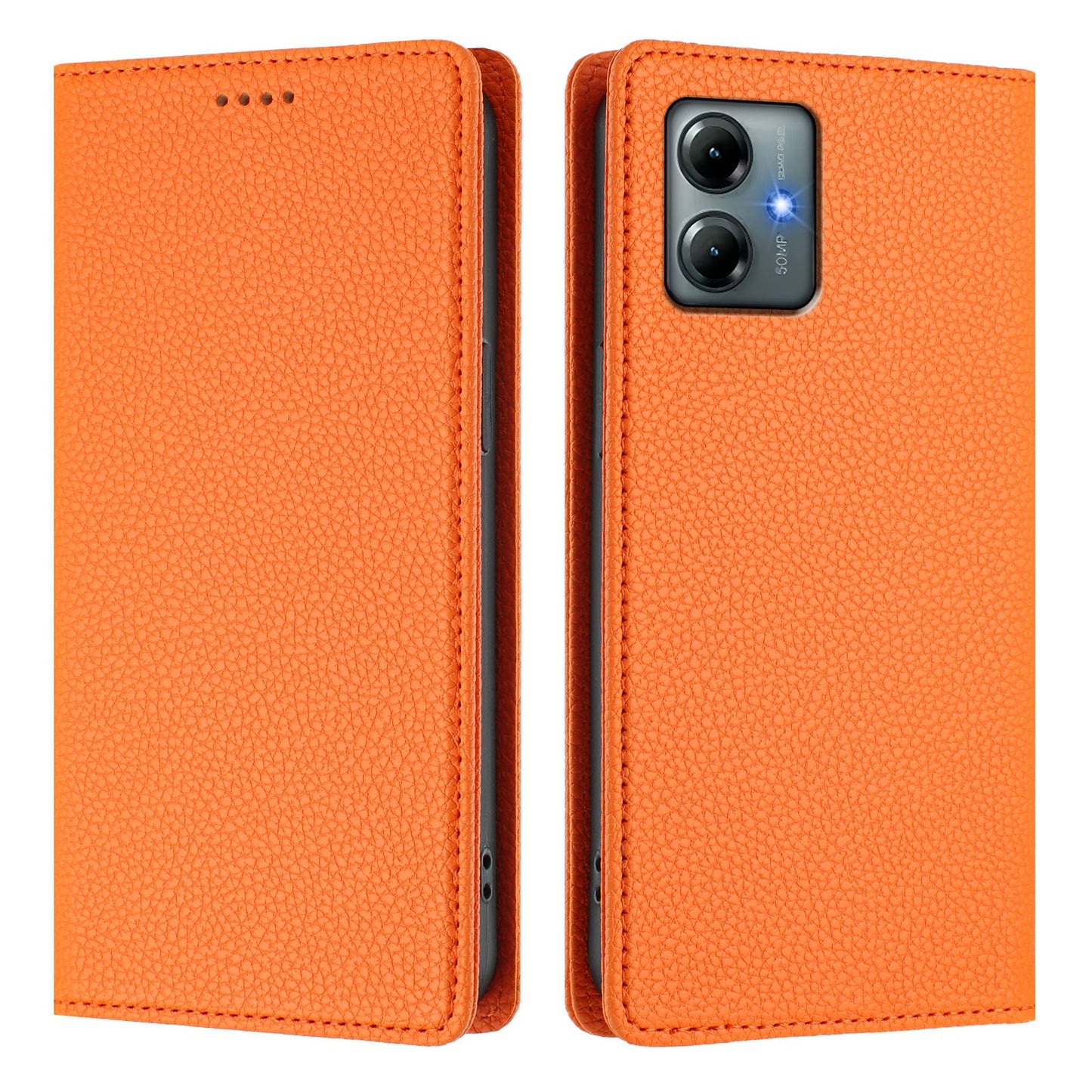 For Motorola Moto G Play (2025) 4G Wallet Case RFID Blocking Litchi Texture Leather Mobile Cover - Orange
