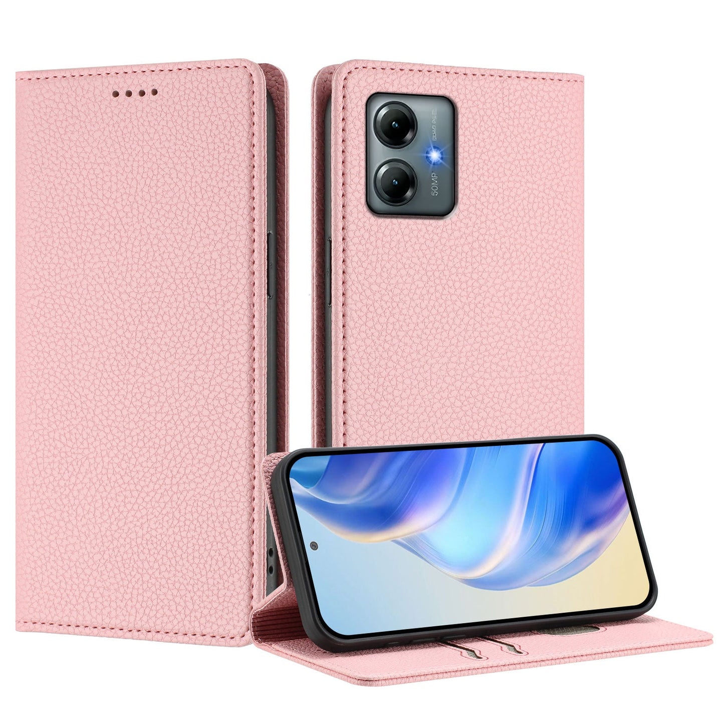 For Motorola Moto G Play (2025) 4G Wallet Case RFID Blocking Litchi Texture Leather Mobile Cover - Pink