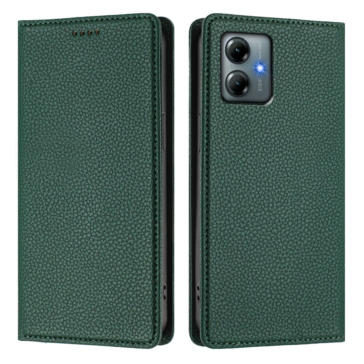 For Motorola Moto G Play (2025) 4G Wallet Case RFID Blocking Litchi Texture Leather Mobile Cover - Dark Green