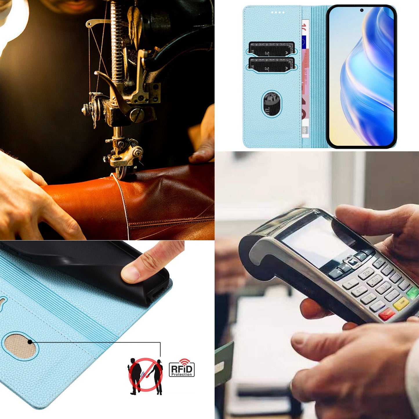 For Motorola Moto G Play (2025) 4G Wallet Case RFID Blocking Litchi Texture Leather Mobile Cover - Baby Blue