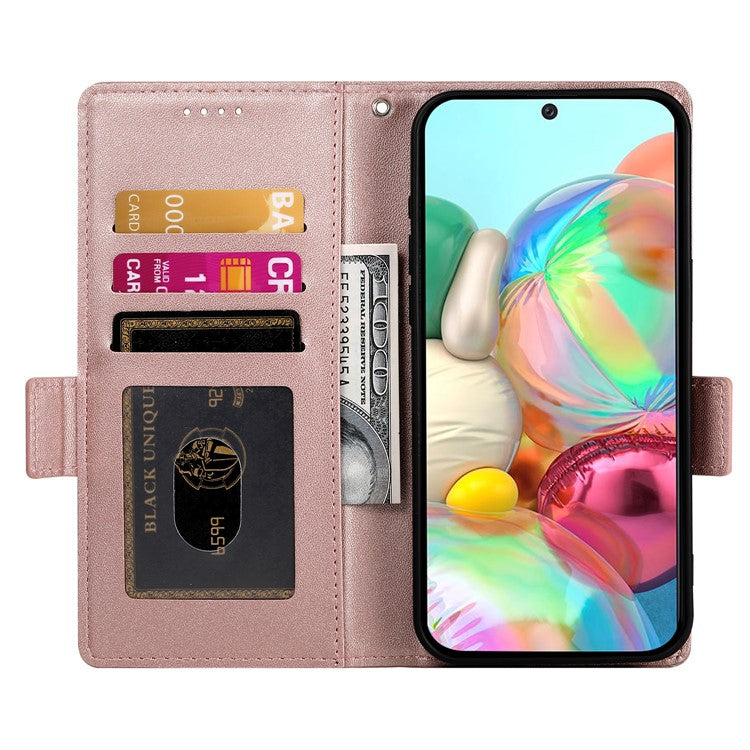 DF-010 For Google Pixel 9a Stand Case PU Leather Wallet Phone Cover - Rose Gold