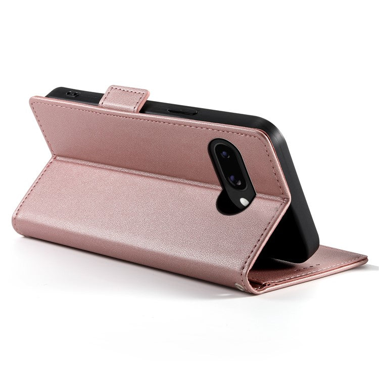 DF-010 For Google Pixel 9a Stand Case PU Leather Wallet Phone Cover - Rose Gold