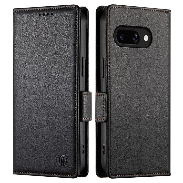 DF-010 For Google Pixel 9a Stand Case PU Leather Wallet Phone Cover - Black