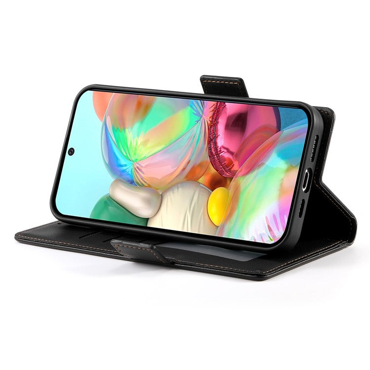 DF-010 For Google Pixel 9a Stand Case PU Leather Wallet Phone Cover - Black