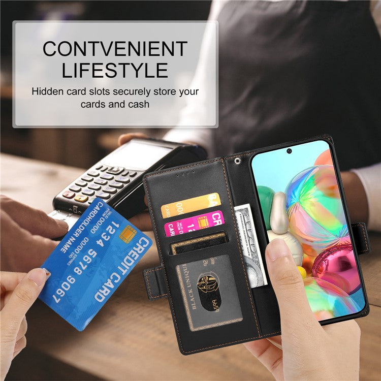 DF-010 For Google Pixel 9a Stand Case PU Leather Wallet Phone Cover - Black