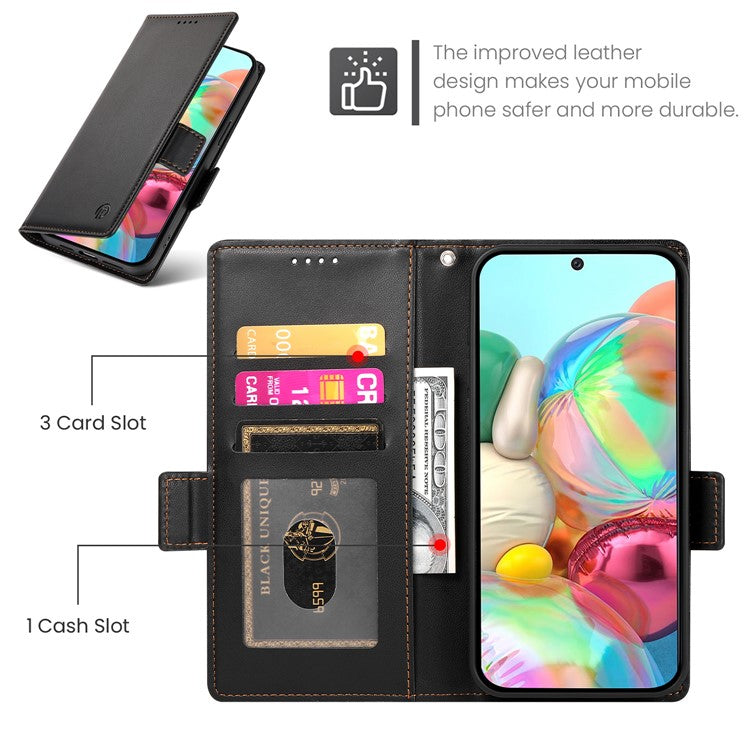 DF-010 For Google Pixel 9a Stand Case PU Leather Wallet Phone Cover - Black