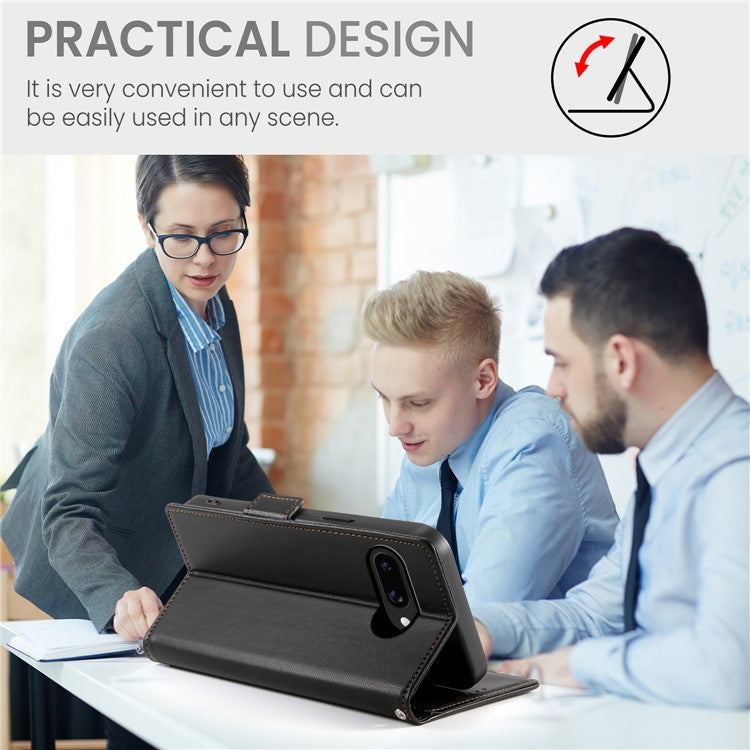 DF-010 For Google Pixel 9a Stand Case PU Leather Wallet Phone Cover - Black