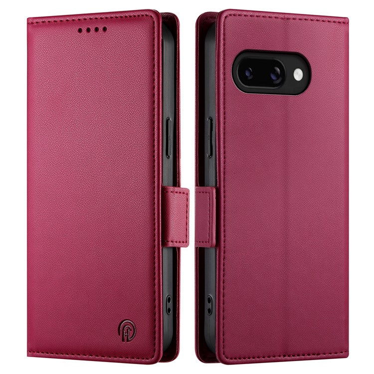 DF-010 For Google Pixel 9a Stand Case PU Leather Wallet Phone Cover - Wine Red