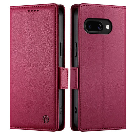 DF-010 For Google Pixel 9a Stand Case PU Leather Wallet Phone Cover - Wine Red