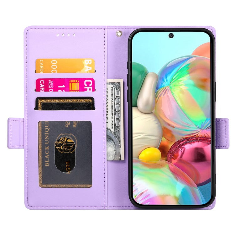 DF-010 For Google Pixel 9a Stand Case PU Leather Wallet Phone Cover - Purple
