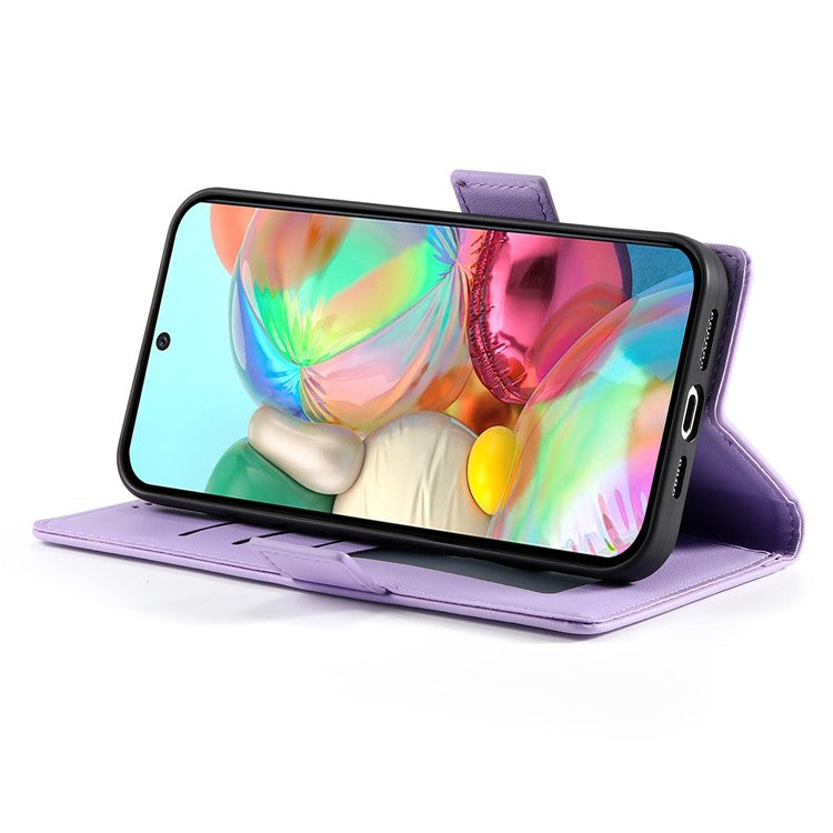 DF-010 For Google Pixel 9a Stand Case PU Leather Wallet Phone Cover - Purple