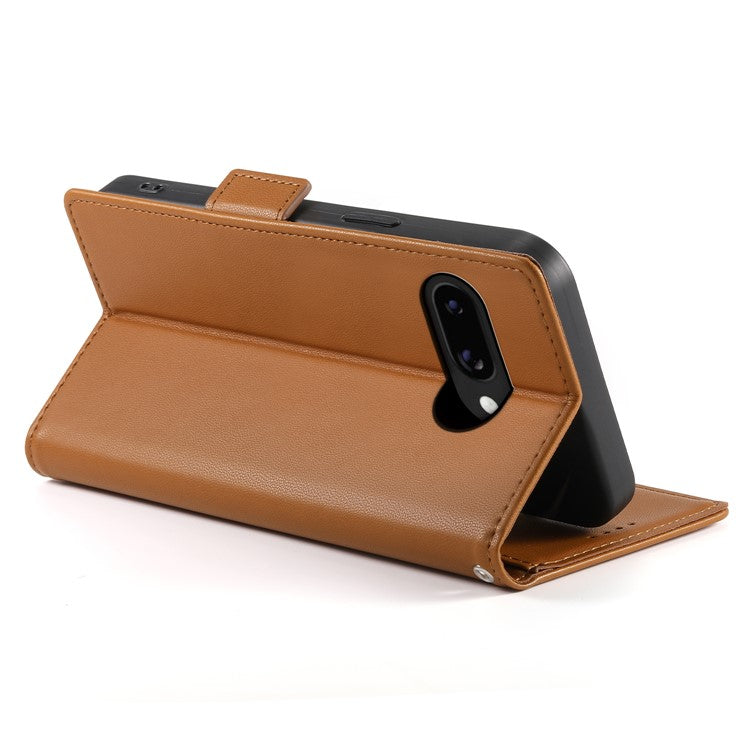 DF-010 For Google Pixel 9a Stand Case PU Leather Wallet Phone Cover - Brown