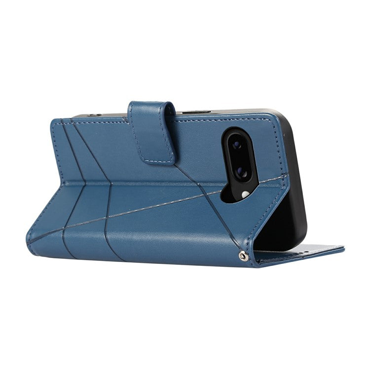 DF-06 For Google Pixel 9a Phone Case Line Imprint Leather Wallet Cover - Blue