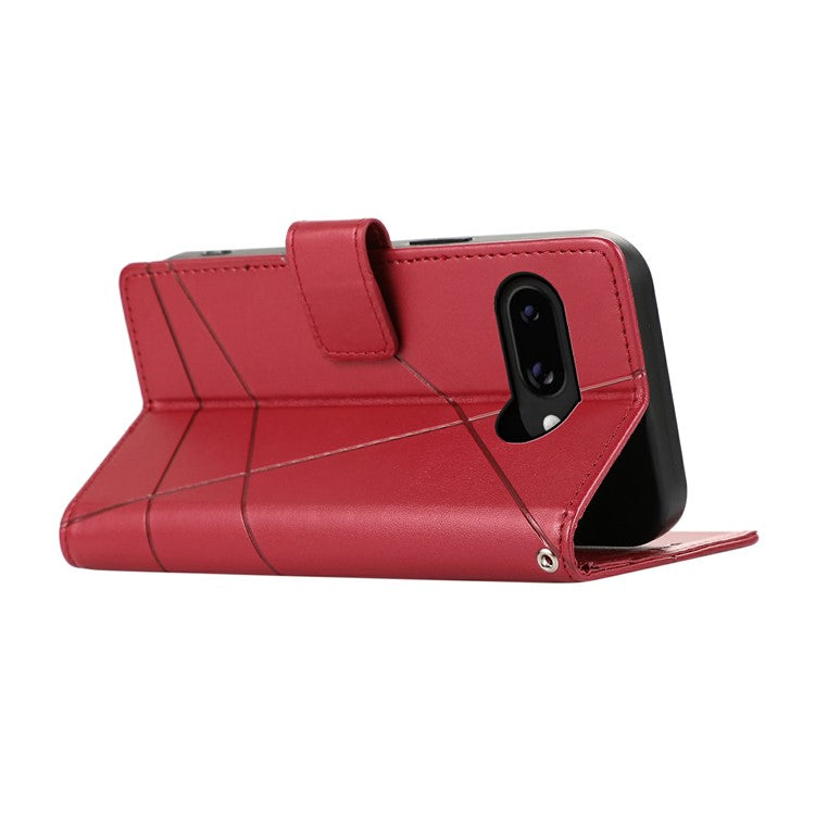 DF-06 For Google Pixel 9a Phone Case Line Imprint Leather Wallet Cover - Red