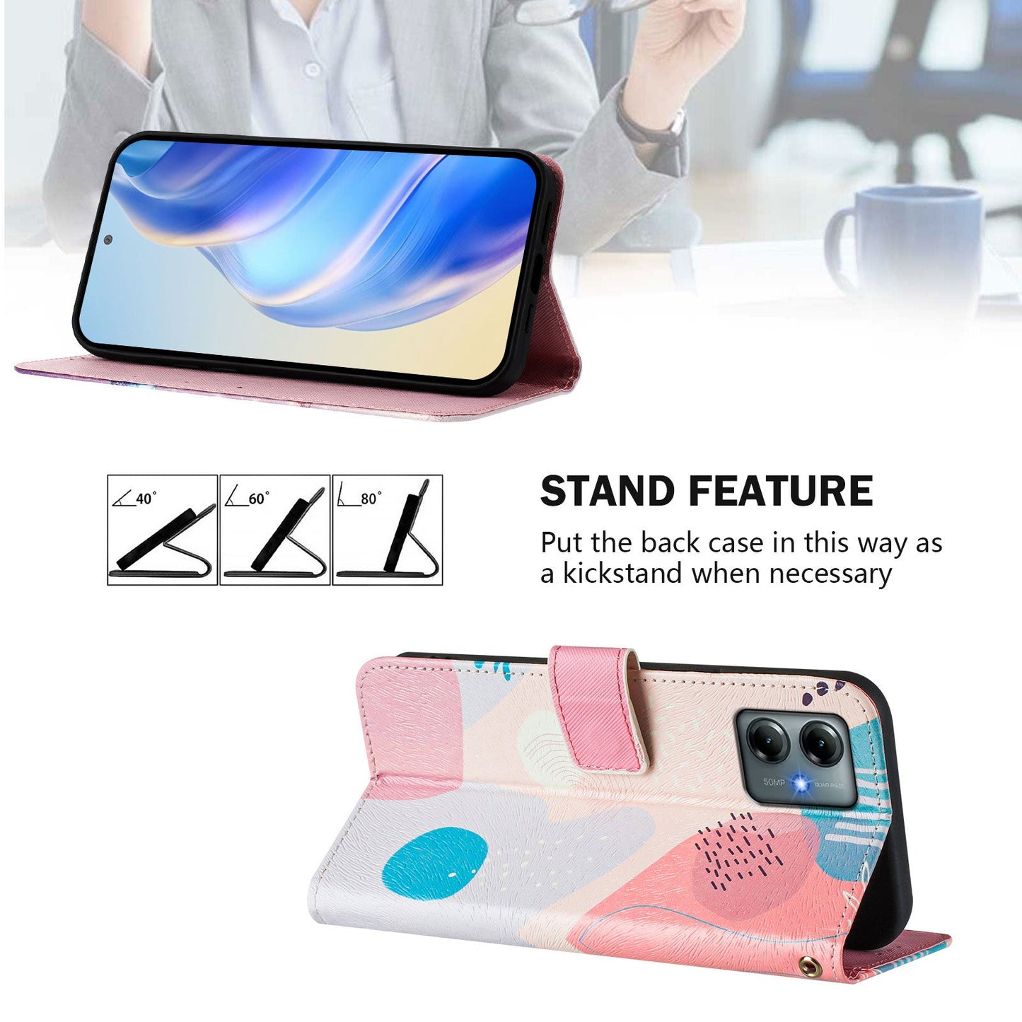 For Motorola Moto G Play (2025) 4G Case Pattern Printing Wallet Phone Cover with Strap - Graffiti