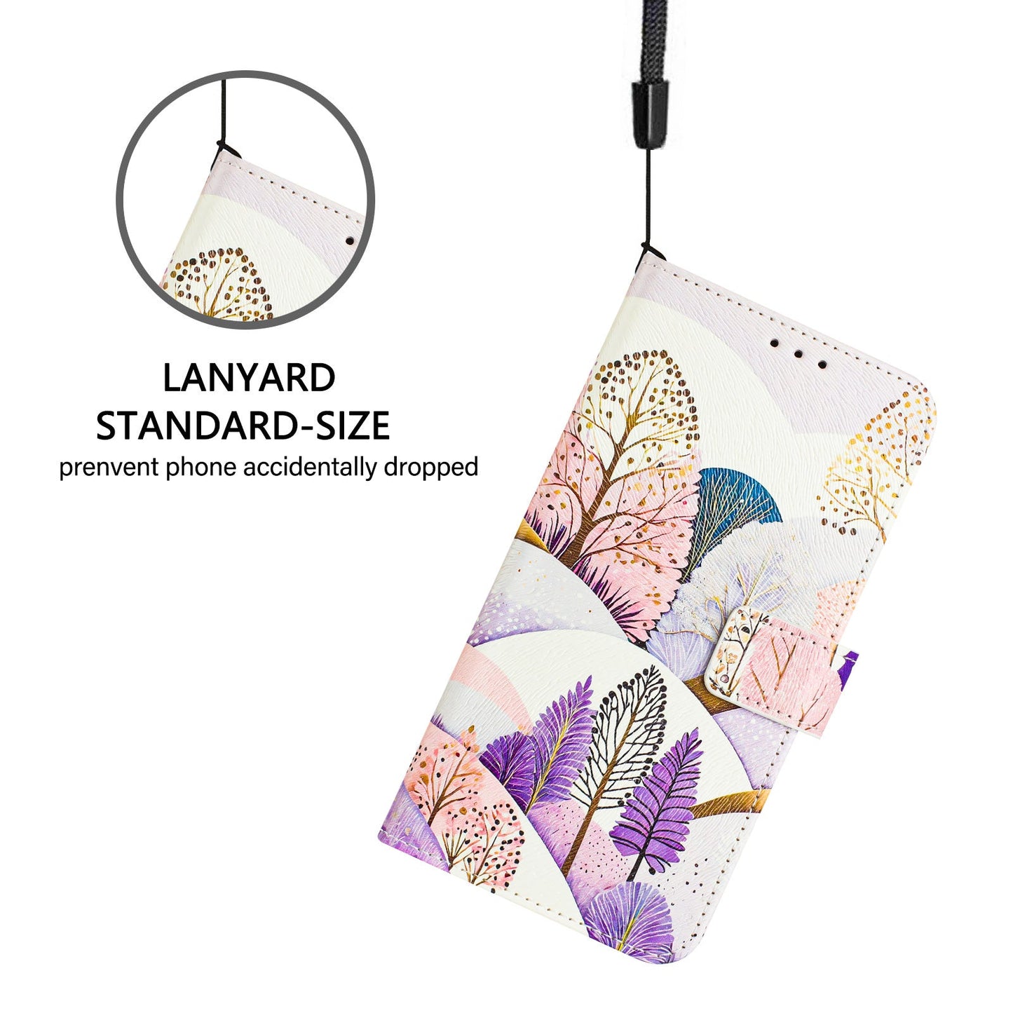 For Motorola Moto G Play (2025) 4G Case Pattern Printing Wallet Phone Cover with Strap - Tree