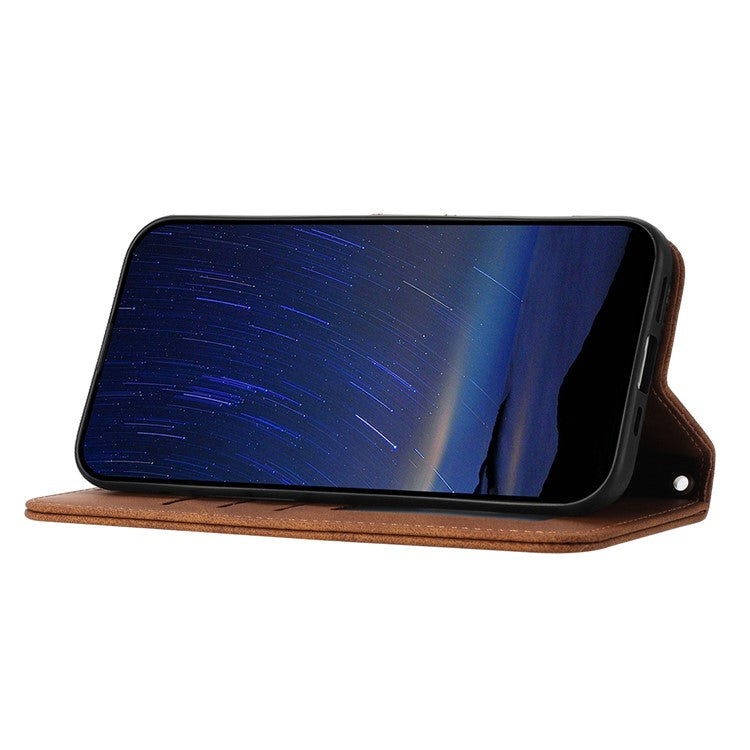 For Huawei Mate 70 Case Wallet Skin-Touch Leather Imprinted Phone Cover - Brown