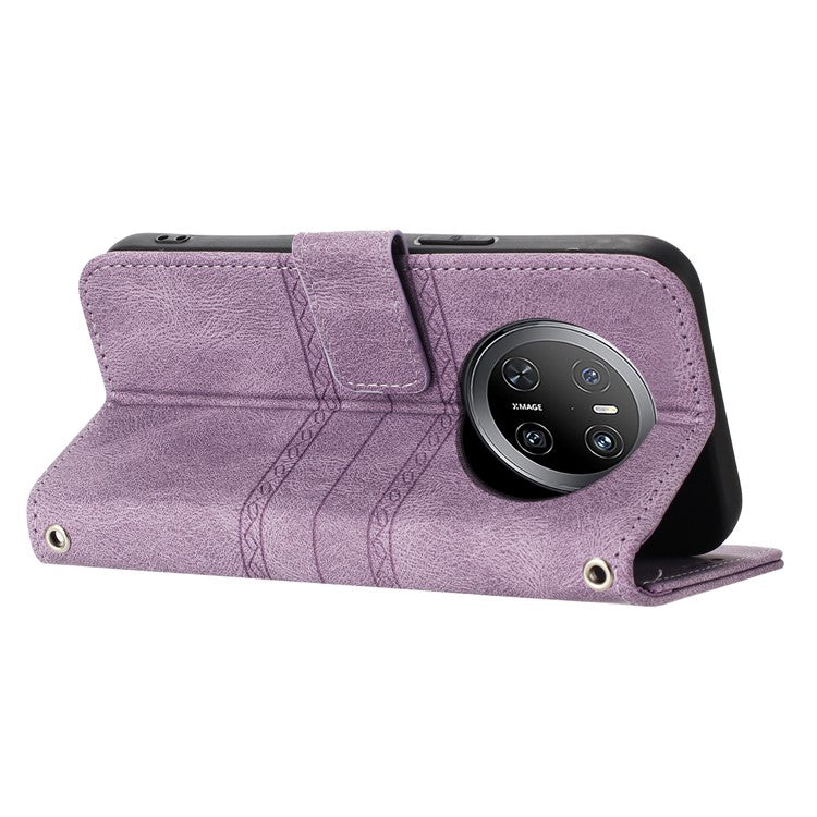 For Huawei Mate 70 Case Wallet Skin-Touch Leather Imprinted Phone Cover - Purple
