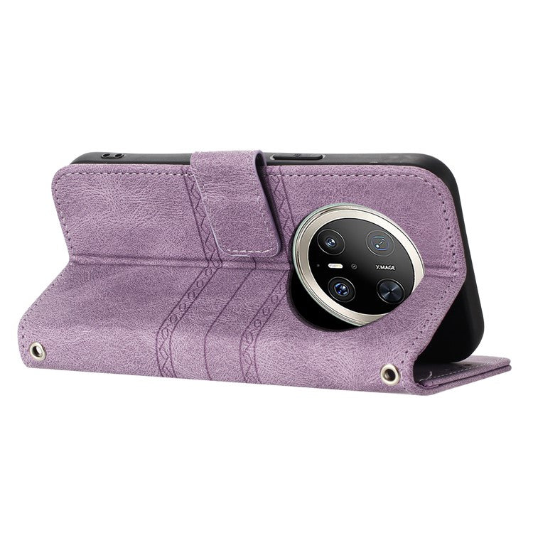 For Huawei Mate 70 Pro / Mate 70 Pro+ Case Wallet Skin-Touch Leather Imprinted Phone Cover - Purple