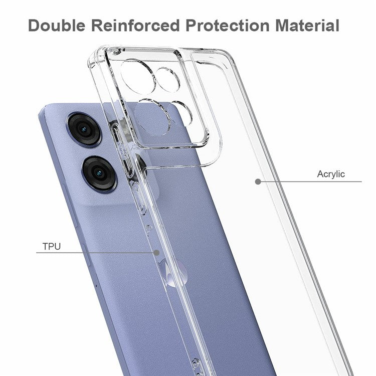 For Motorola Moto G75 5G Clear Phone Case TPU+Acrylic Shockproof Phone Back Cover