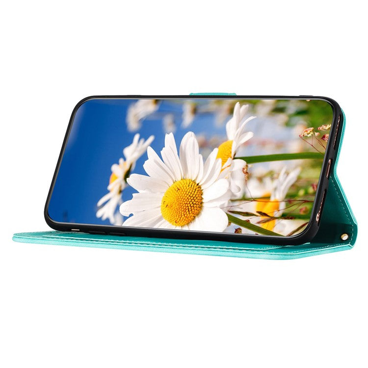 For Samsung Galaxy A26 5G Case PU Leather Floral Phone Cover with Card Slots - Green