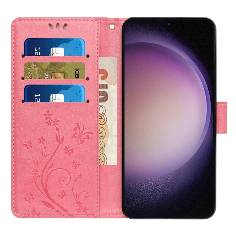 For Samsung Galaxy A56 5G Case PU Leather Phone Wallet Cover with Strap - Pink