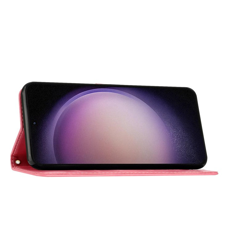 For Samsung Galaxy A56 5G Case PU Leather Phone Wallet Cover with Strap - Pink