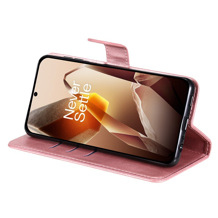 For OnePlus 13 Case Zipper Wallet Calf Texture PU Leather Phone Cover - Pink