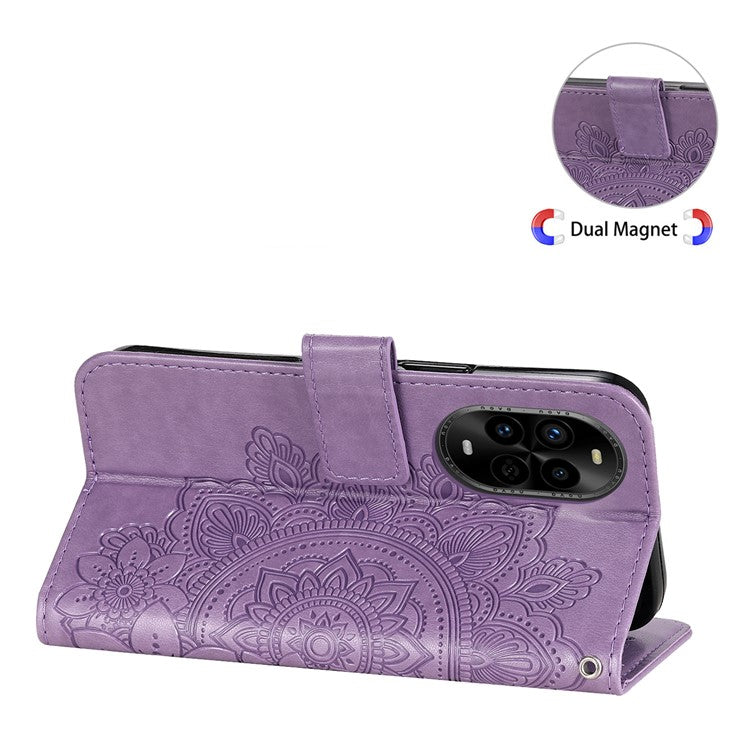 For Huawei nova 13 Pro 5G Case PU Leather Wallet Floral Phone Cover Stand View - Purple