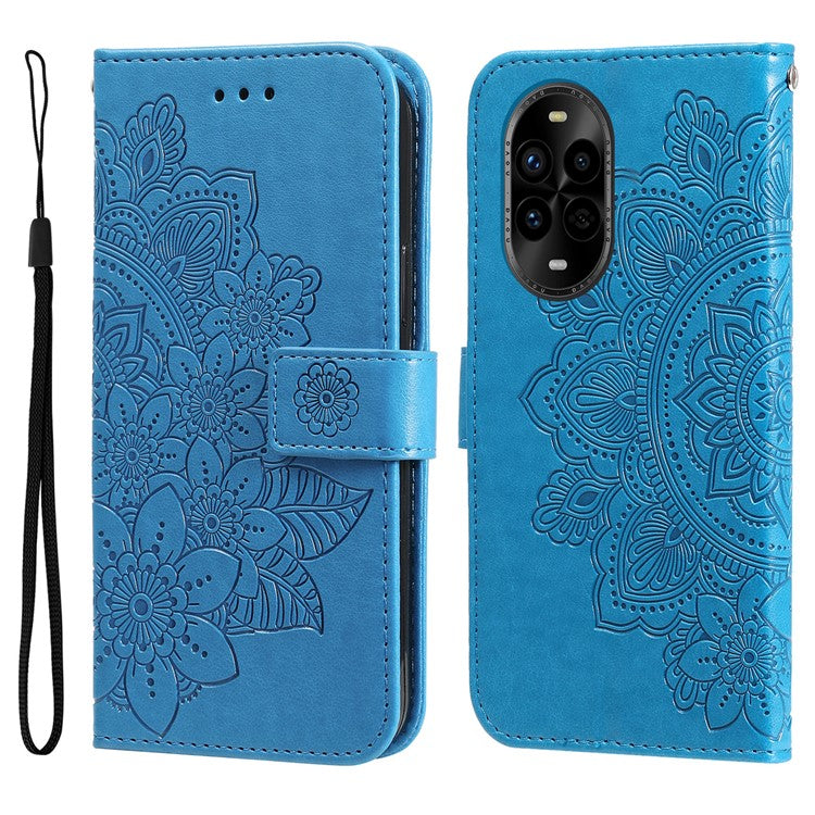 For Huawei nova 13 Pro 5G Case PU Leather Wallet Floral Phone Cover Stand View - Blue